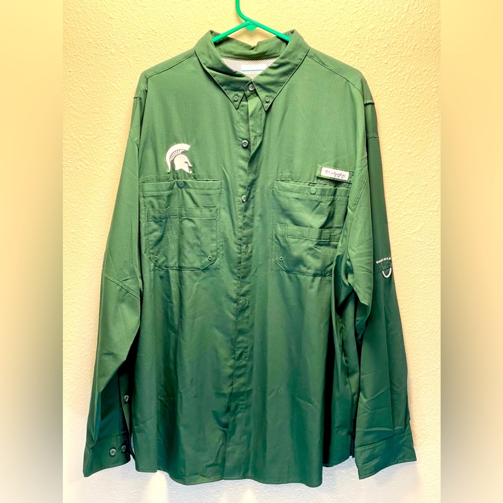 Michigan State Spartans Columbia PFG Super Tamiami Omni-Shade- Long Sleeve- XXL